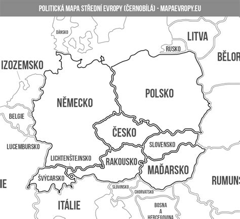 mapa stredni evropy politicka  slepa mapaevropyeu