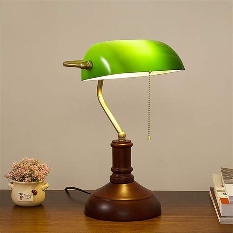 retro bankers lamp green desk lamp study office traditional lighting bedside reading lamp glass
