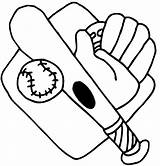 Baseball Coloring Pages Bat Softball Glove Printable Field Drawing Ball Diamond Clipart Base Print Clip Mitt Sports Color Blank Cliparts sketch template