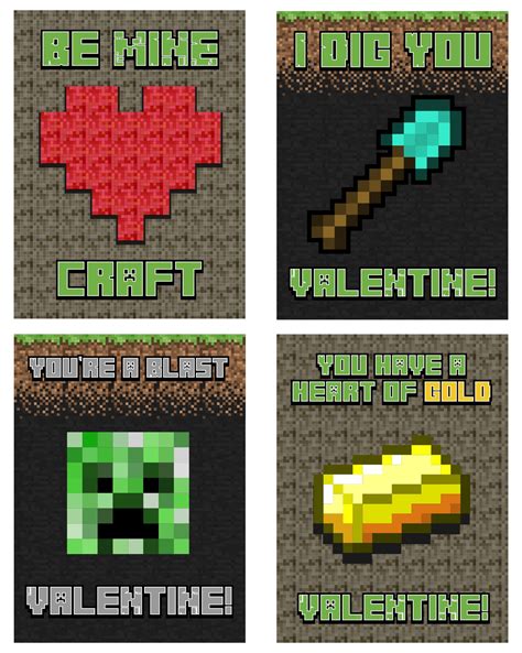 printable minecraft valentine cards     printablee