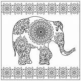 Zentangle Elephant Coloring Illustration sketch template