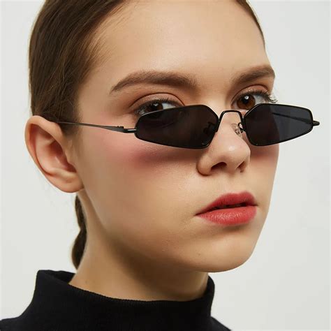 Metal Small Cat Eye Sunglasses Women Vintage Mini Polygon Sun Glasses