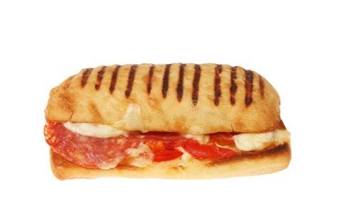 pepperoni panini isolated stock photo image  savory