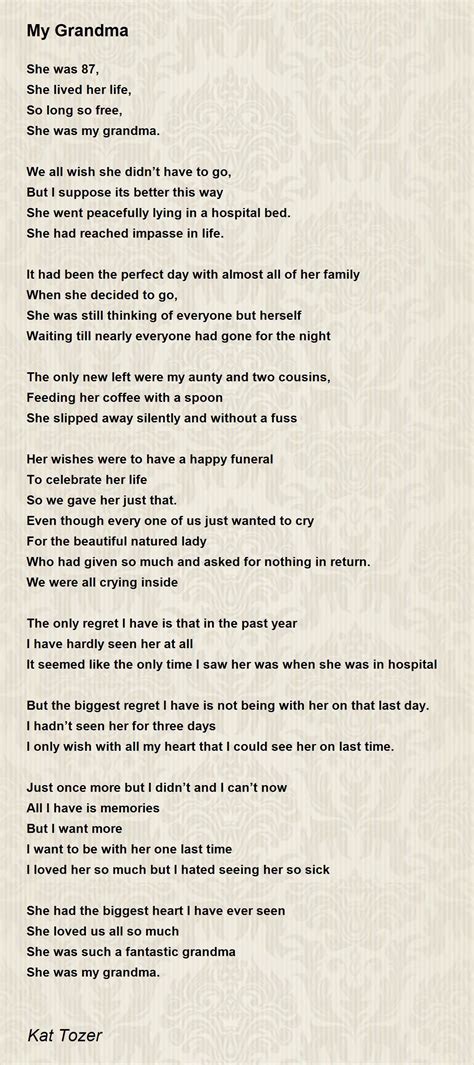 my grandma my grandma poem by kat tozer