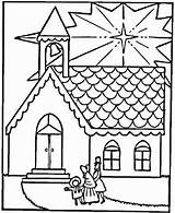 Church Coloring Christmas Family Pages Religious Visits Color sketch template