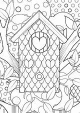 Coloring Pages Birdhouse Kleurplaat Vogelhuisje Bos Getdrawings sketch template