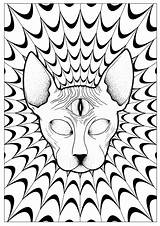 Coloring Pages Psychedelic Trippy Adults Mandala Animal Drawings Color Adult Printable Cat Cool Eye Book Stoner Choose Board Print Third sketch template