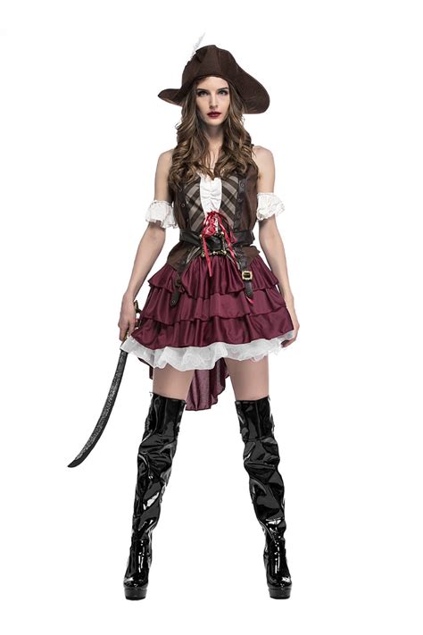 High Quality Deluxe Sexy Pirate Costume Adult Women Halloween Carnival