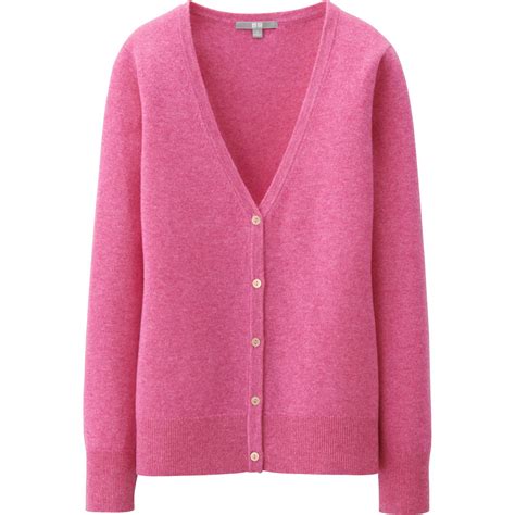 uniqlo women cashmere v neck cardigan in pink lyst