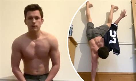 Tom Holland Puts On A T Shirt While Doing A One Arm Handstand Daily
