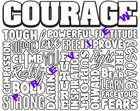 downloadable courage motivational quote coloring page etsy