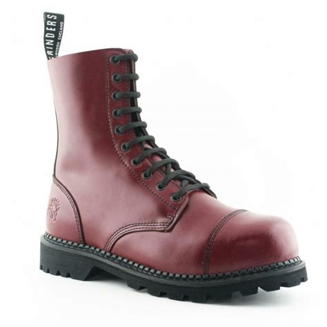 grinders hunter cherry red leather steel toe boots