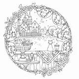 Coloring Pages Country Romantic Book Adult Color Happy Countryside Adults Printable Fantasy Books Eriy Colouring Mandala Sheets Colorir Para Cool sketch template