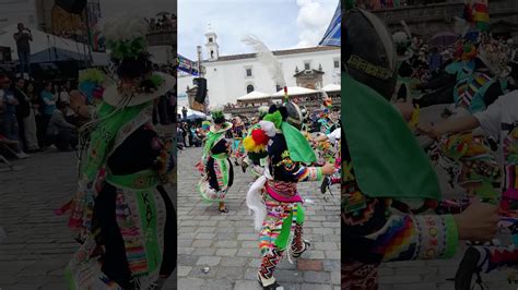 desfile de carnaval  en el centro de quito  la participacion de la escuela bogota su