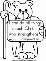 Coloring Bible Pages Kids Verses Verse Things Bear Color Do Printable Sheets Christ 13 Clip Philippians Colouring Teddy Through Quotes sketch template
