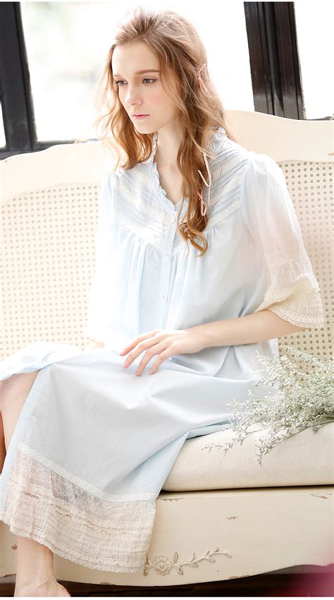cotton long nightgown princess women dress sexy summer short sleeve