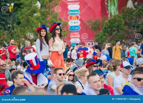 moscow russia 25 june 2018 russian national team`s fans during the