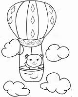 Air Coloring Hot Balloons Cartoon Pages Balloon Bear Kids Drawing Outline Getdrawings Hand sketch template