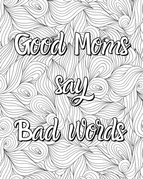 bad word floral  quotes coloring pages adult mom life etsy