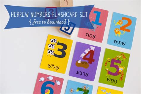 hebrew language printables adorable number cards   print