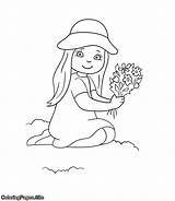 Coloring Picking Flowers Girl Pages Buy Spring Posters Tutorial Name Online Coloringpages Site sketch template