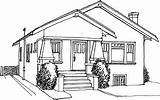 Bungalow House Clipart California Style Drawing Columns Craftsman Line Kids Bungalows Small Cottage Elephantine Exterior Info Clipground sketch template