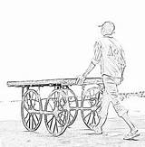 Hand Cart Sketch Pushing Carts Wooden Boy Four Sketches Stock Photograph Below Little sketch template