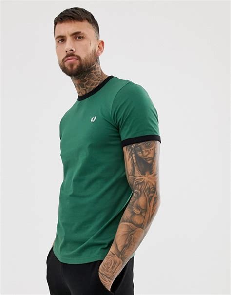 Fred Perry Slim Fit Contrast Ringer T Shirt In Green
