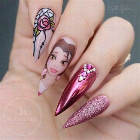 belle nailart nails disney  princess disney inspired nails
