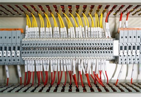premium photo wiring plc control panel  wires  cabinet  machine industrial factory