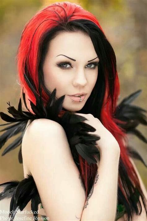 red  black hair lets    time   dolled  pinte