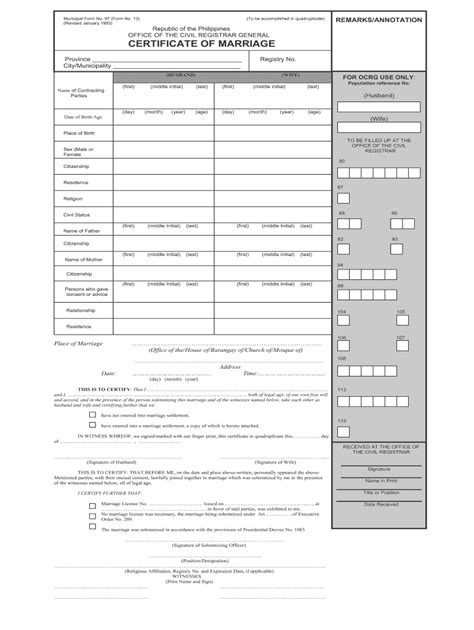 Certificate Of Marriage Form Fill Out And Sign Printable Pdf Template
