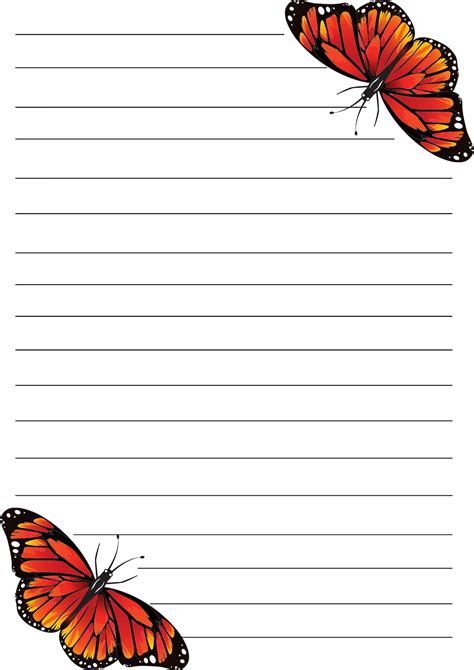 monarch butterflies digital downloadprintable writing paperlined