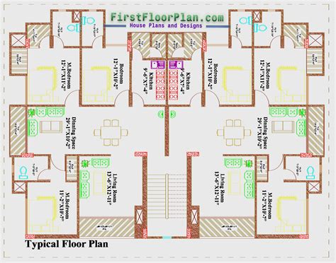 unit apartment building floor plan designs  dimensions