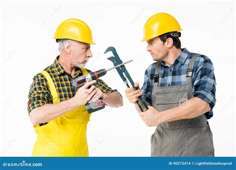 construction workers  tools stock photo image  industry colleagues