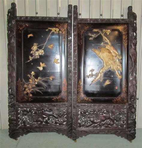 large 19th century japanese carved screen antiques atlas