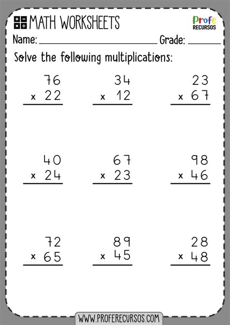 multiplying  digit   digit numbers  grade  multiplication