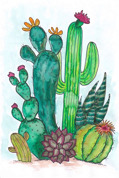 watercolor   cactus printable creatively beth  creatively beth