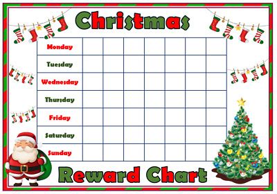 christmas themed reward chart behaviour chart great  kids stickers