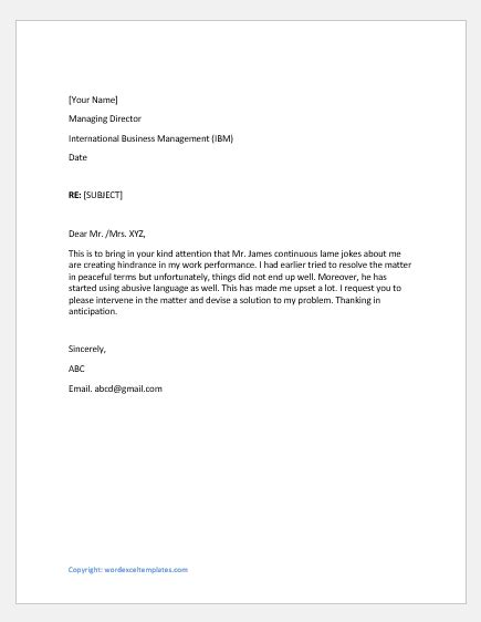 check  essay sample letter  boss expressing concerns
