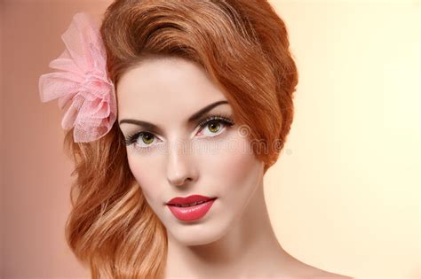 Beauty Portrait Woman Eyelashes Natural Makeup Stock