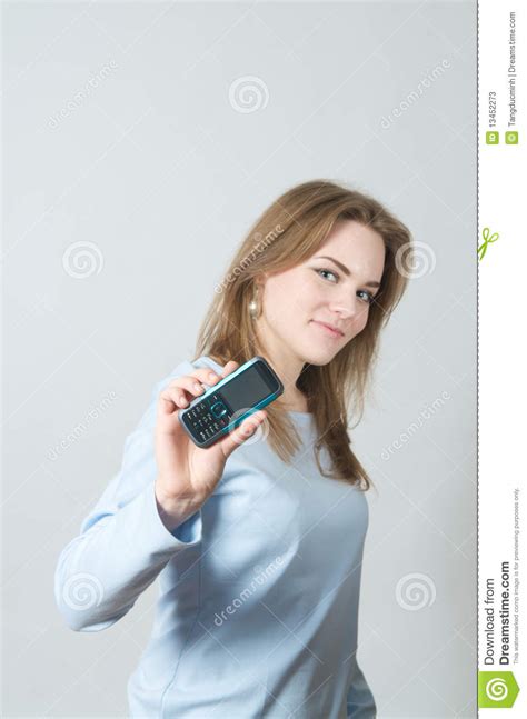 girl holding cell phone stock image image of holding