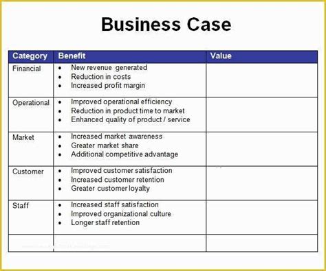 business case study template   sample business case  documents