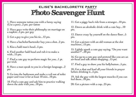 classy and silly bachelorette scavenger hunt checklist bachelorette party games bachelorette