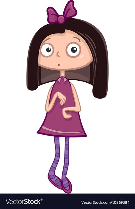Cute Shy Girl Cartoon Character Royalty Free Vector Image
