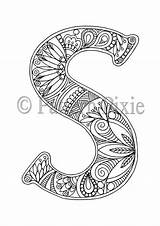 Pages Coloring Letter Letters Adult Adults Alphabet Colouring Mandala Etsy Sold Getdrawings Choose Board Instant sketch template