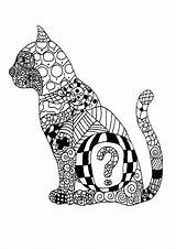 Coloring Zentangle Cat Pages Adults Kids Adult Color Print Animal Printable Detailed Kittens Discover Style Pattern Butterflies Book Children Cartoon sketch template