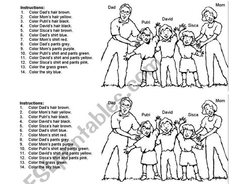 colour  family esl worksheet  chrissiebarham