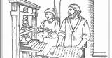 Printing Press Gutenberg Coloring sketch template