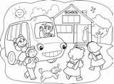 Escuela Cartoon Autobus Andare Alunni Kidspressmagazine Parati Adesivo Pixers Fornitore Visualizzazione sketch template